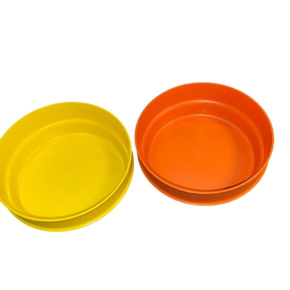 Tupperware Cereal Bowls Lids Set x2 Stackable Harvest Orange Yellow 1356 Vintage - Picture 11 of 15
